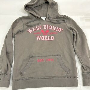 Disney Parks gray hoodie with pink embroidery S